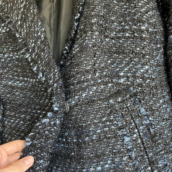 Navy Metallic‎ Tweed Blazer Jacket Talbots Size 10 Career Evening Professional - Picture 6 of 10